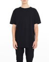 Nana Judy Men's Crew Neck T-shirt With Pin Tuck Sleeve Detail In Black