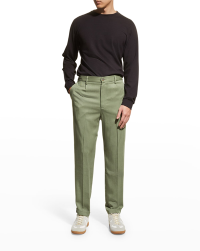 Vince Men's Cuffed Lyocell Trousers In Green