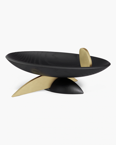 L'objet Kelly Behun Leaf Oval Bowl On Stand In Blackened Oak