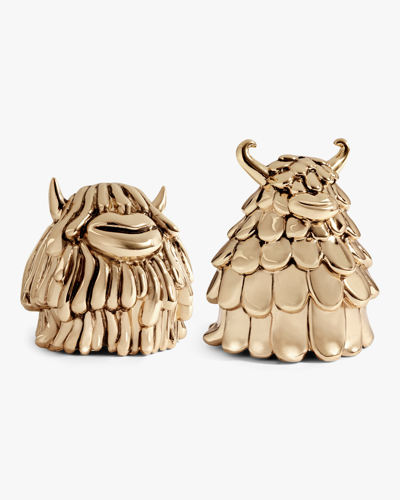 L'objet Lobjet Gold Niki And Simon 24ct Gold-plated Brass Salt And Pepper Shakers In Antique Gold