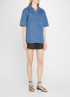 TIBI BUTTON-FRONT DENIM SHIRT