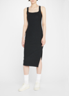 Beyond Yoga Womens Side Slit Polyester Midi Dress In Darkest Night