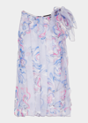 Giorgio Armani Floral-print Bow Pleated Organza Tank In Stonewash