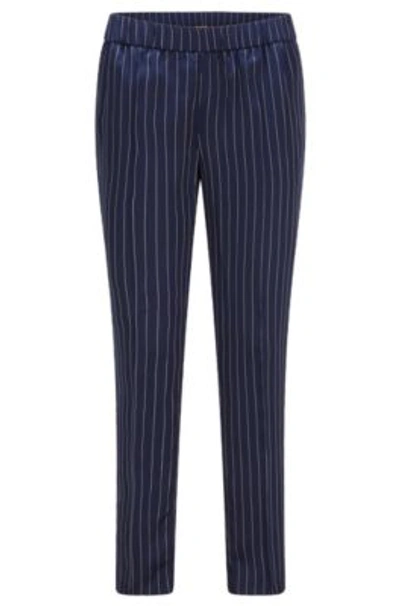 Hugo Boss Relaxed-fit Trousers In Pinstripe Fabric With Cropped Length In Patterned