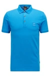 Hugo Boss Stretch-cotton Slim-fit Polo Shirt With Logo Patch- Blue Men's Polo Shirts Size 3xl
