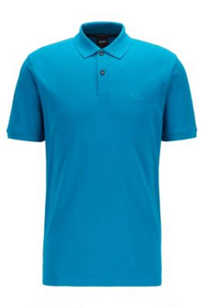 Hugo Boss Regular-fit Polo Shirt In Pima-cotton Piqu- Turquoise Men's Polo Shirts Size S