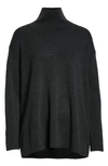 Eileen Fisher Merino Wool Turtleneck Sweater In Charcoal