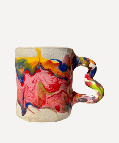 Harlie Brown Studio Multi Marbled Wiggle Mug In Multicoloured