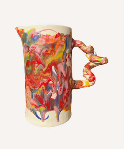 Harlie Brown Studio Multi Marbled Large Wiggle Jug In Multicoloured