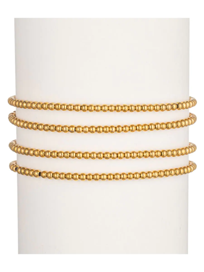 Eye Candy La Women's The Luxe Collection 4-piece Erin Titanium Beaded Bracelet Set In Brass