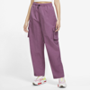 Nike Sportswear Essential Women's High-rise Woven Cargo Pants In Light Bordeaux,white