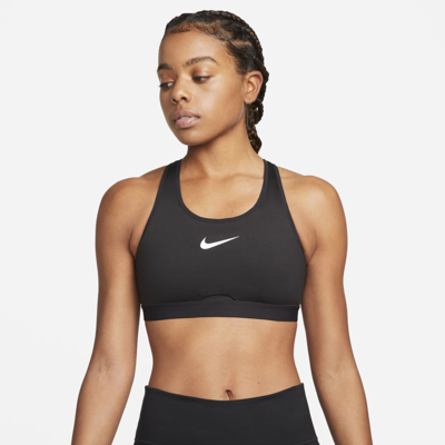 Nike Swoosh Womens Medium Support Sports Bra Dx6821 In Black
