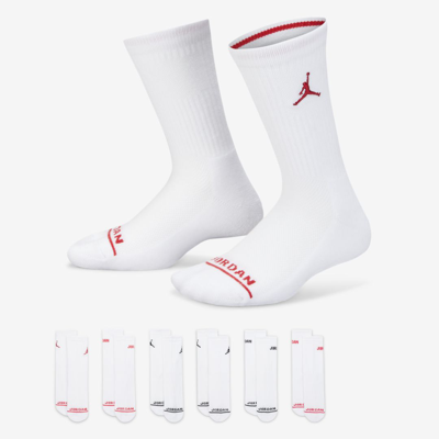 Jordan Legend Kids' Crew Socks Box Set (6-pairs) In White