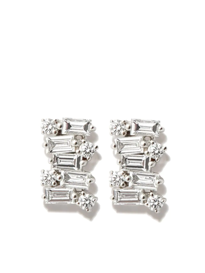 Suzanne Kalan 18kt White Gold Diamond Stud Earrings In Silber