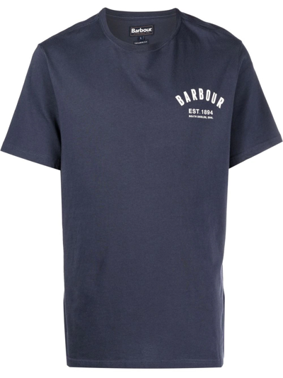 Barbour Logo-print Cotton T-shirt In Blue