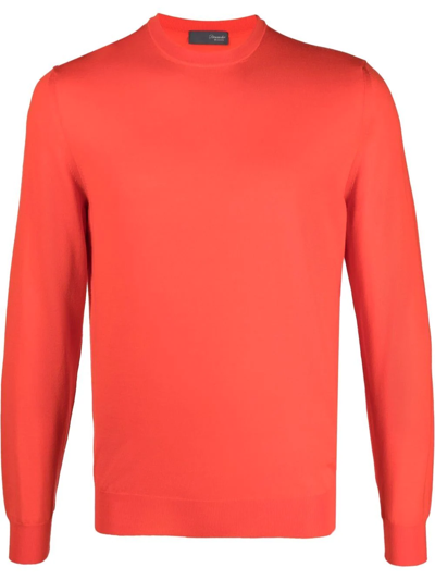 Drumohr Fine-knit Ribbed-trim Jumper In Red