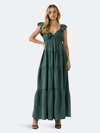 Free The Roses Maxi Sweetheart With Raw Edge Details In Green