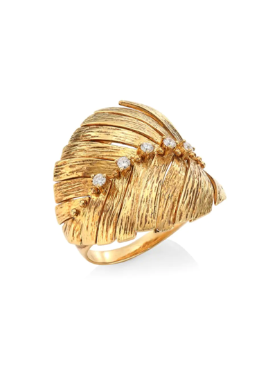 Hueb Women's Bahia 18k Yellow Gold & Diamond Leaf Ring
