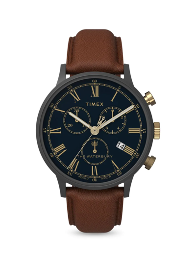 Timex Waterbury Classic Chronograph 40mm Watch In Brown
