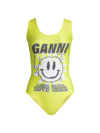 GANNI WOMEN'S GRAPHIC LOGO ONE-PIECE SWIMSUIT