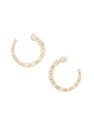 Saks Fifth Avenue Women's 14k Yellow Gold & 0.75 Tcw Diamond Front-facing Hoop Earrings