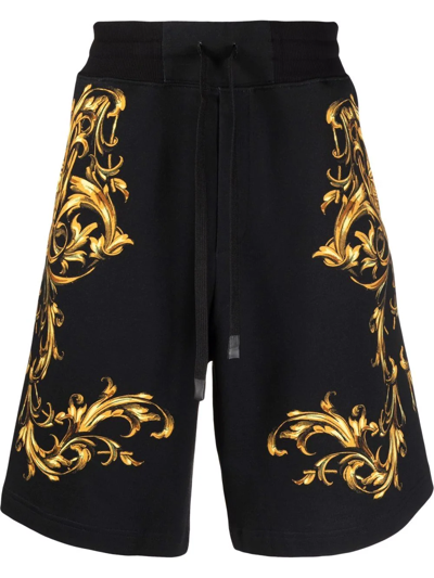 Versace Jeans Couture Baroque Pattern-print Shorts In Schwarz
