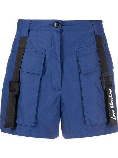 Love Moschino High-waisted Cargo Shorts In Blau