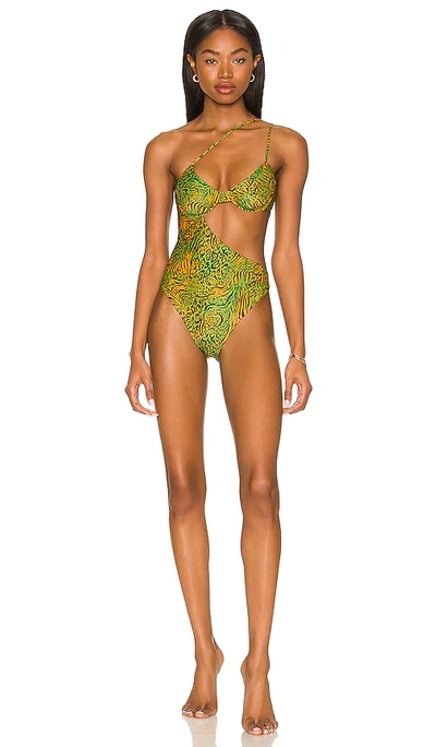 Camila Coelho Azaria One Piece In Jungle Green Leopard