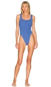 Hunza G Square Neck One Piece Swimsuit In Denim