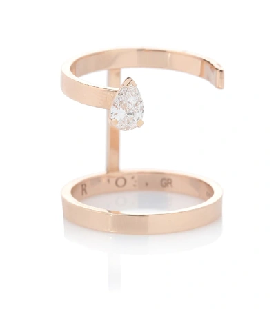 Repossi Serti Sur Vide 18kt Rose Gold Ring With Pear Diamond