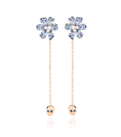 Gucci Flora Earrings With Sapphires In Gold