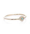 SYDNEY EVAN Small Bezel Evil Eye 14kt yellow gold ring with diamonds and turquoise