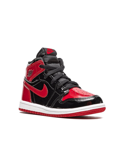 Jordan Kids' Air  1 Retro High Og "bred Patent" Trainers In Black