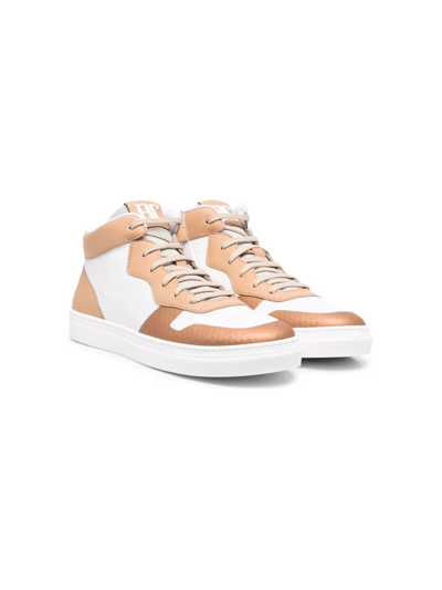 Brunello Cucinelli Teen High-top Leather Trainers In White