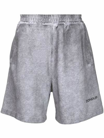 Dondup Logo-print Cotton Track Shorts In Grey