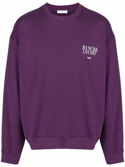 Ih Nom Uh Nit Logo-print Cotton Sweatshirt In Purple