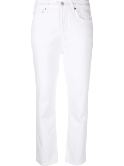 Agolde Riley High-rise Cropped Jeans In White