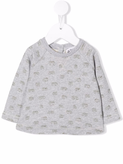 Bonpoint Babies' Car-motif Cotton Sweatshirt In Grey