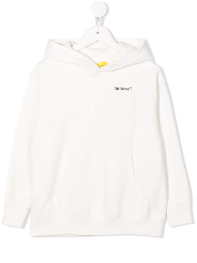 Off-white Kids' Logo-print Pullover Hoodie In White