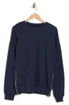 Bella Plus Canvas Side Zip Sweatshirt In Navy