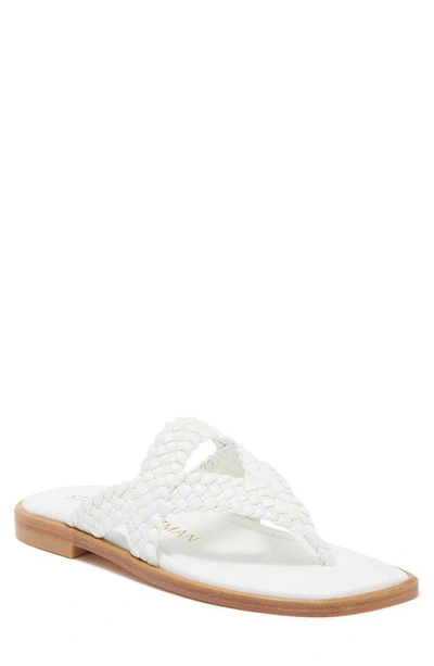 Stuart Weitzman Rosie Woven Leather Sandals In White