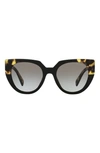 Prada 53mm Gradient Cat Eye Sunglasses In Black/medium Tortoise/grey Gr