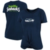 New Era College Navy Seattle Seahawks Slub T-shirt With Front Twist Knot In Navy