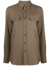 Saint Laurent Wool Shirt With Double Breast Pockets In Green