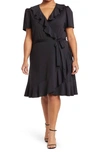 By Design Ruffle Floral Wrap Dress In Black