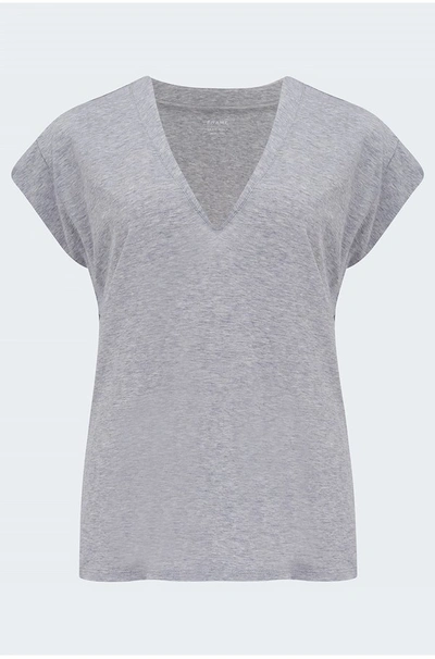 Frame Le Mid Rise V T-shirt In Gris Heather In Gray