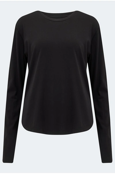 Velvet By Graham & Spencer Pacifica Long Sleeve Crew Tee In Black