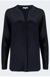 Vince Band Collar Blouse In Coastal In Schwarz