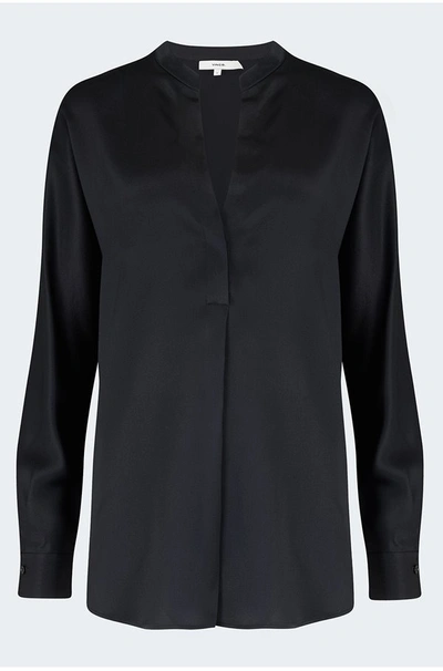 Vince Band Collar Blouse In Black