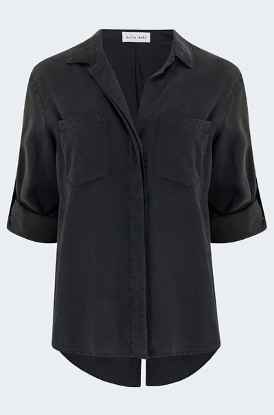 Bella Dahl Split Back Button Down Shirt In Vintage Black